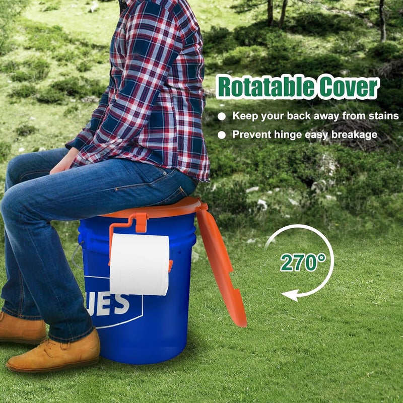 PAHTTO Orange Portable Toilet Seat for 5 Gal Buckets, Snap-on Lid for Adults, Camping, Hiking, Emergency, Car, Boat - Image 2